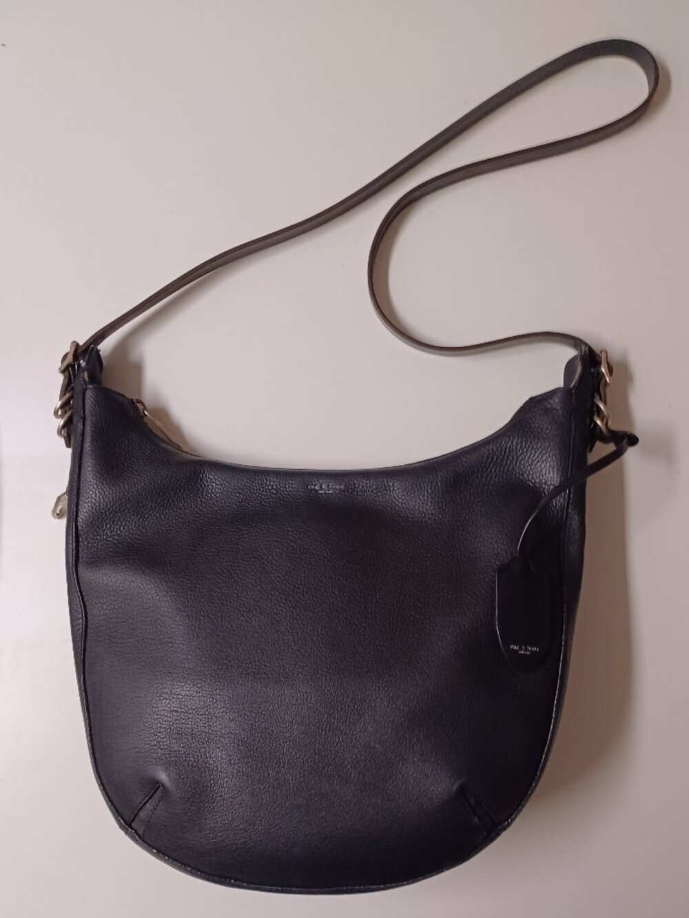 Rag & Bone Black Pebbled Leather Bradbury Zip Hobo